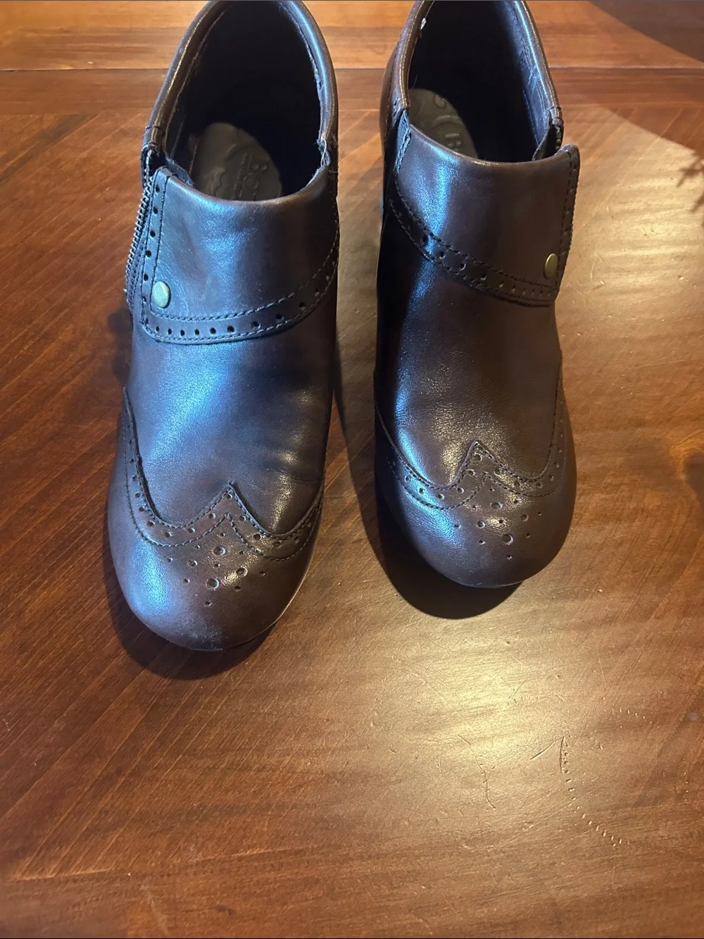 Born Women's Dark Brown Leather Ankle Booties with Wingtip Detail NWT